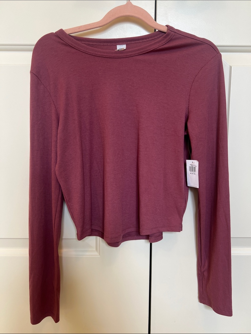 NWT Old Navy Long Sleeve Ribbed Crop Top - Mauve Pink